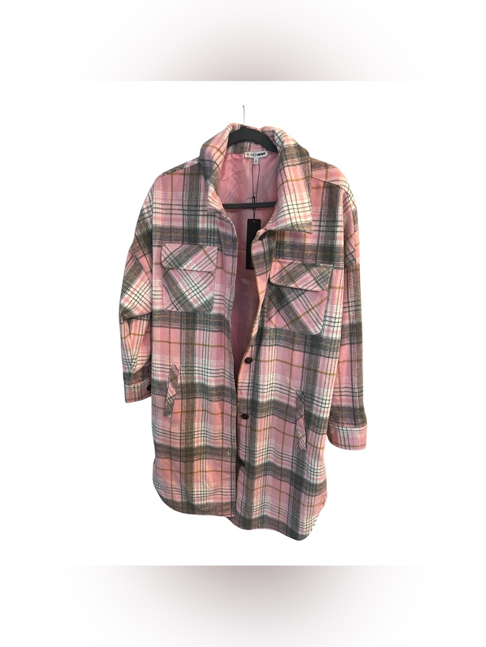 Pink Plaid Shacket Jacket